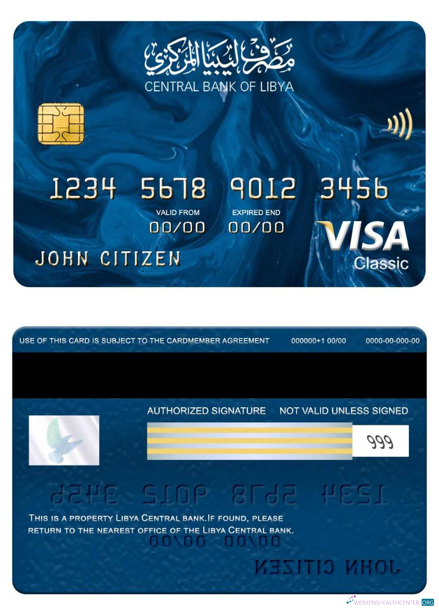 Download Libya Central Bank visa classic card Photoshop template